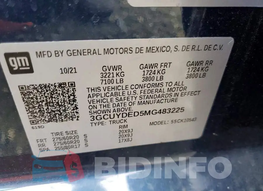 3GCUYDED5MG483225 Photo# 12