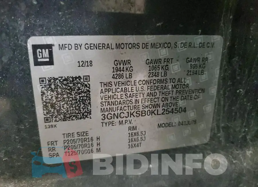 3GNCJKSB0KL254504 Photo# 12