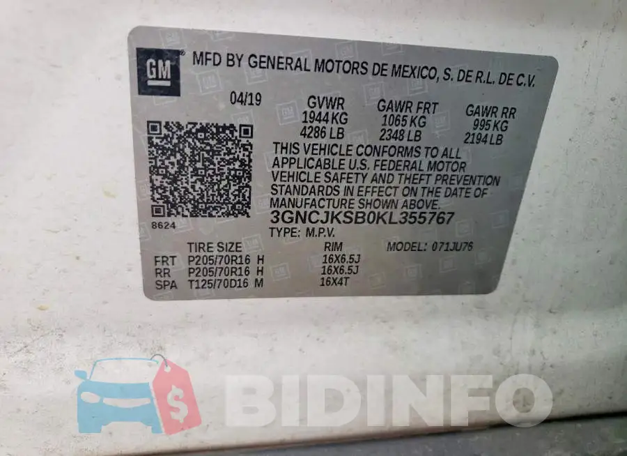 3GNCJKSB0KL355767 Photo# 13