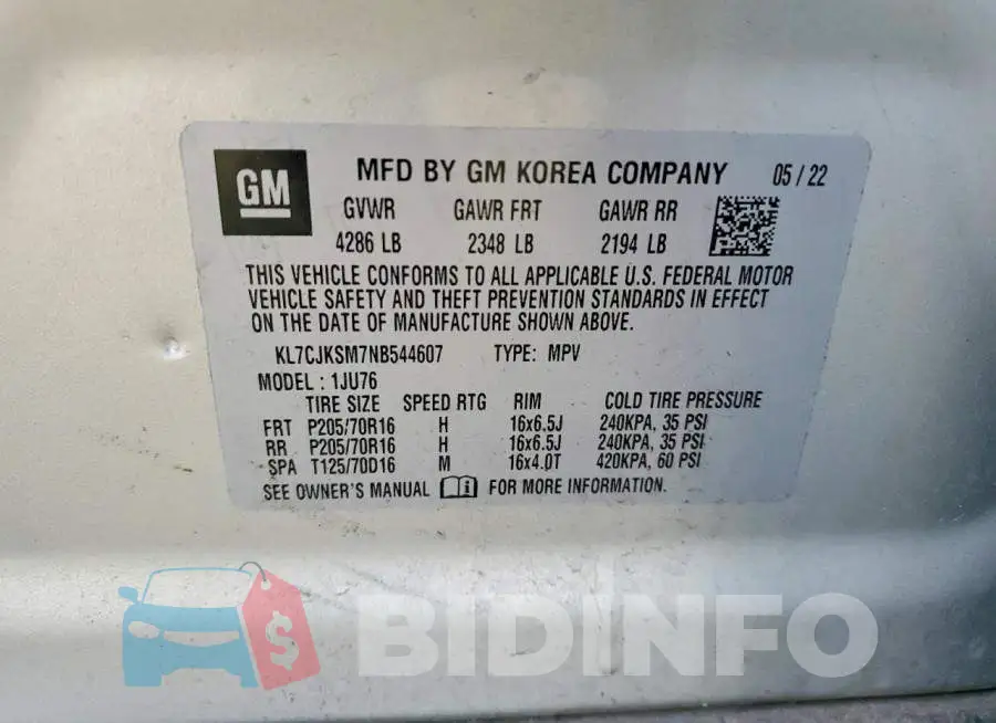 KL7CJKSM7NB544607 Photo# 13