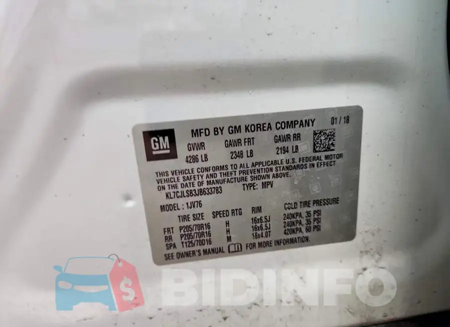 KL7CJLSB3JB633783 Photo# 13