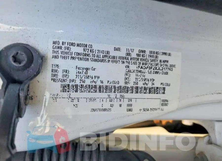 1FADP3F2XJL217763 Photo# 12