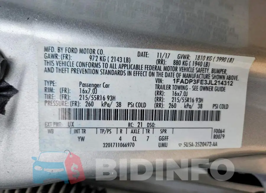 1FADP3FE3JL214312 Photo# 12