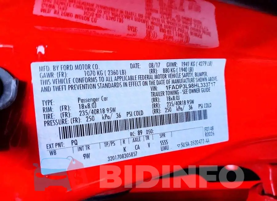 1FADP3L98HL333717 Photo# 12