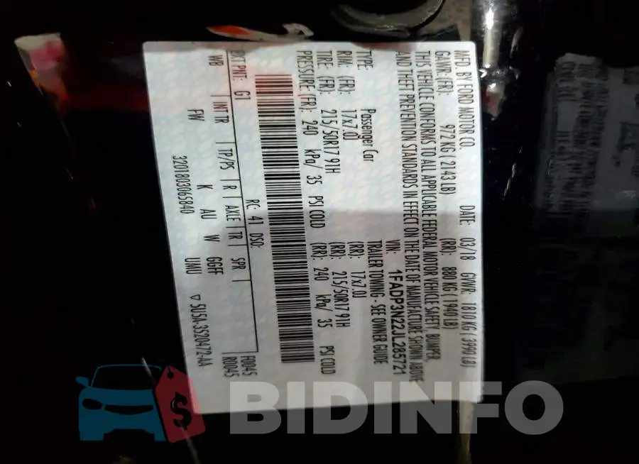 1FADP3N22JL285721 Photo# 12
