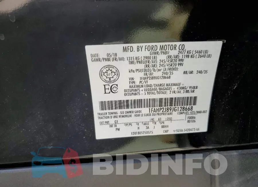 1FAHP2J89JG128668 Photo# 12