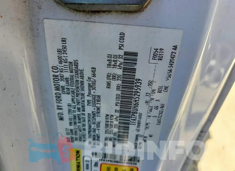 1FATP8UH6H5295939 Photo# 13