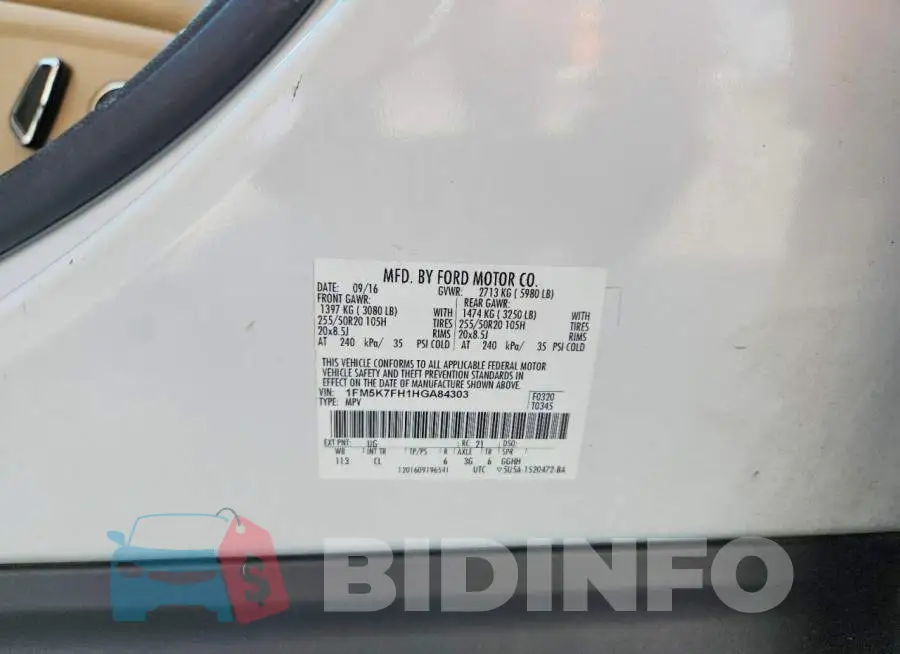 1FM5K7FH1HGA84303 Photo# 13