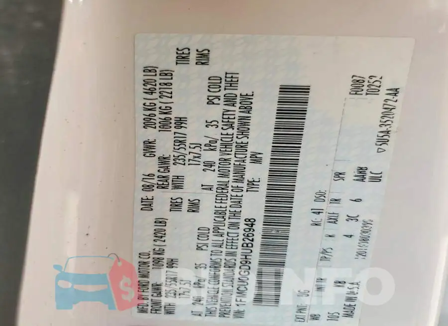 1FMCU0GD9HUB26948 Photo# 13