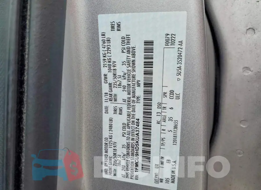 1FMCU9HD5KUA37484 Photo# 13