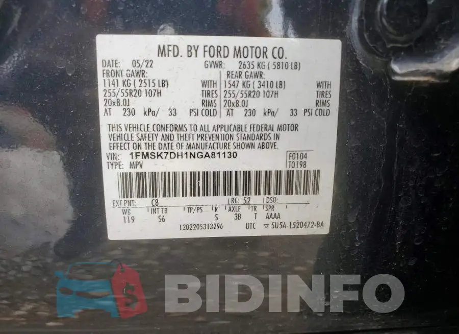 1FMSK7DH1NGA81130 Photo# 14