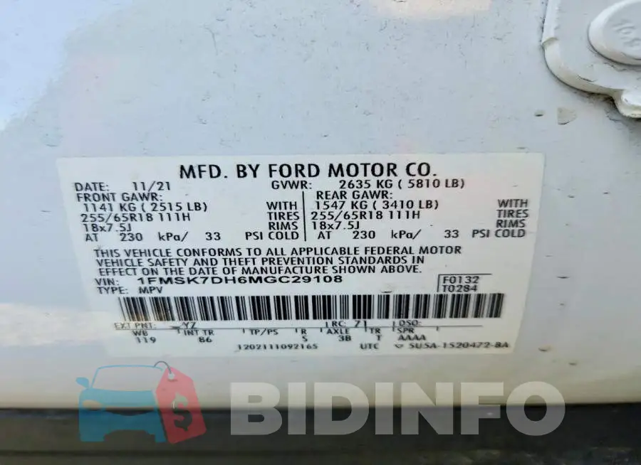 1FMSK7DH6MGC29108 Photo# 13