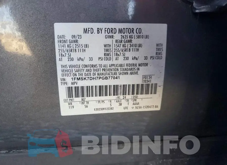 1FMSK7DH7PGB77041 Photo# 13