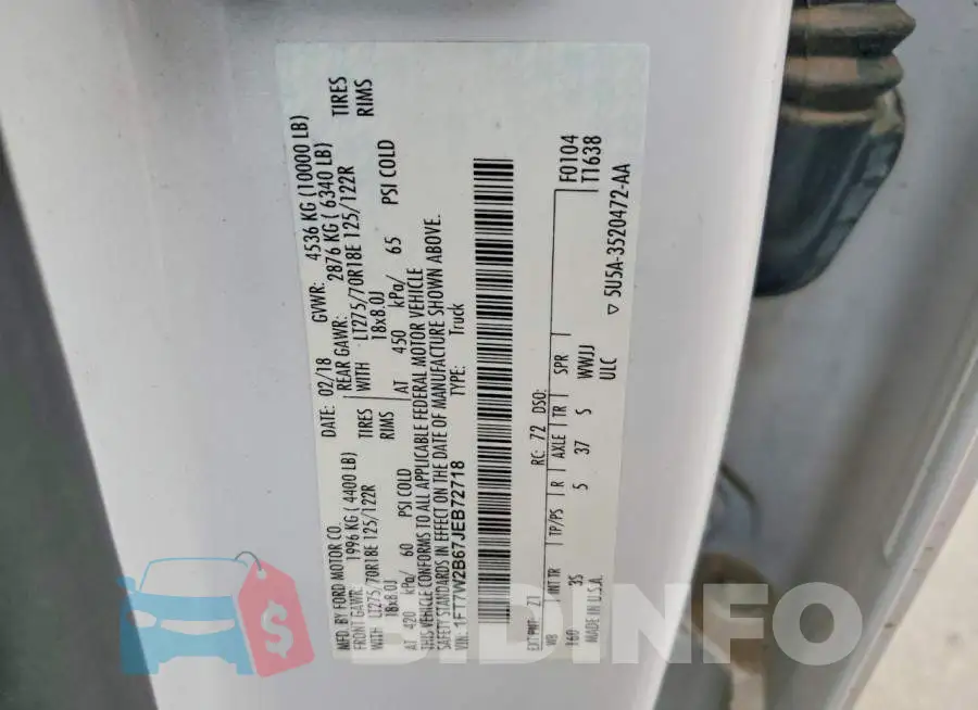 1FT7W2B67JEB72718 Photo# 12
