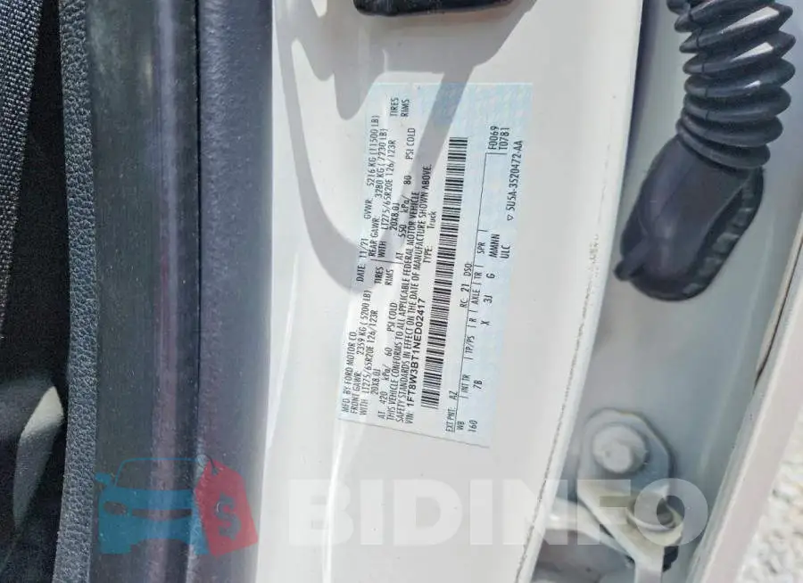 1FT8W3BT1NED02417 Photo# 13