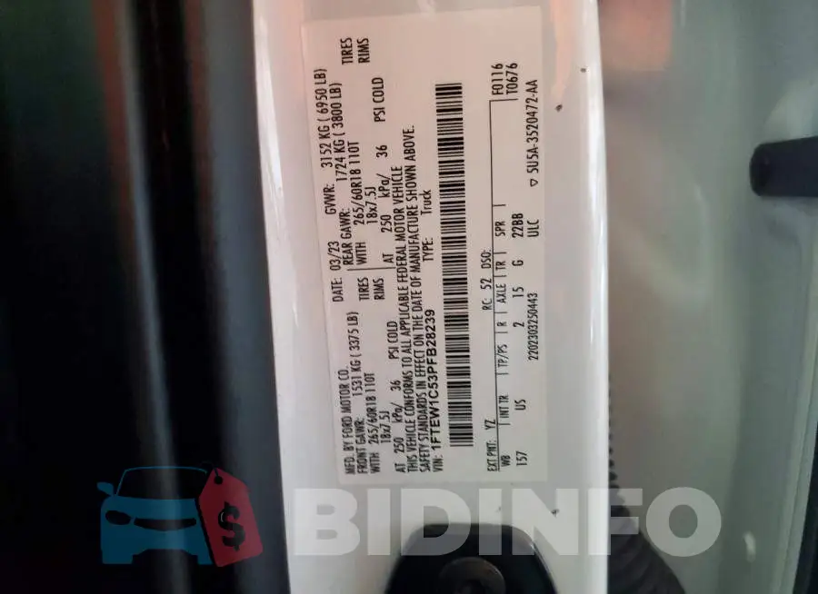 1FTEW1C53PFB28239 Photo# 12
