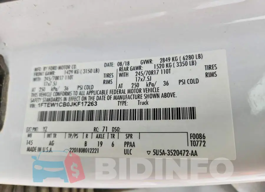 1FTEW1CB0JKF17263 Photo# 13