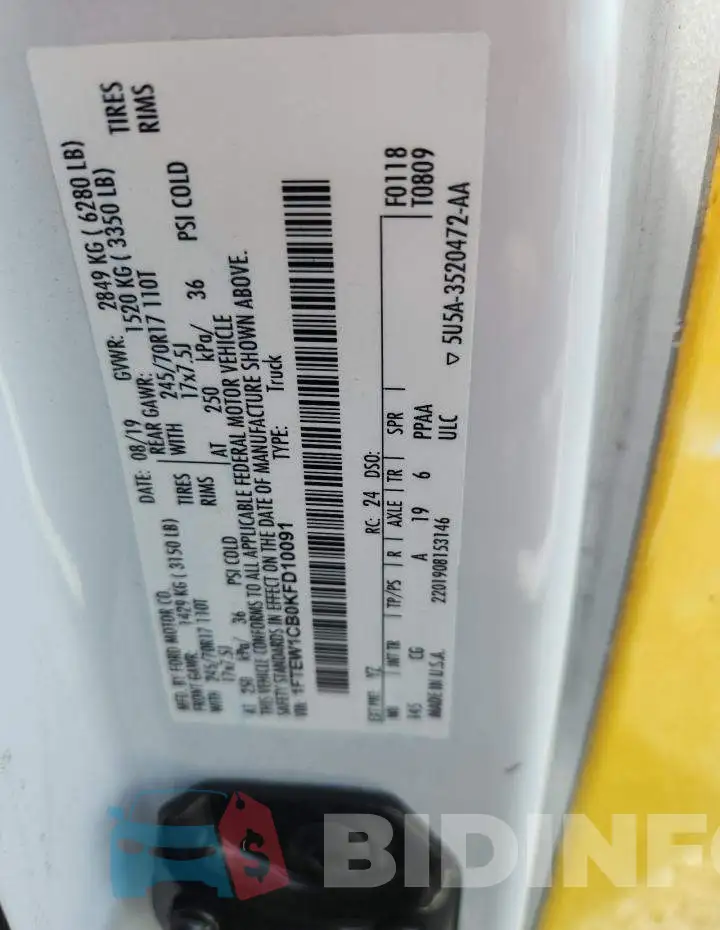 1FTEW1CB0KFD10091 Photo# 12