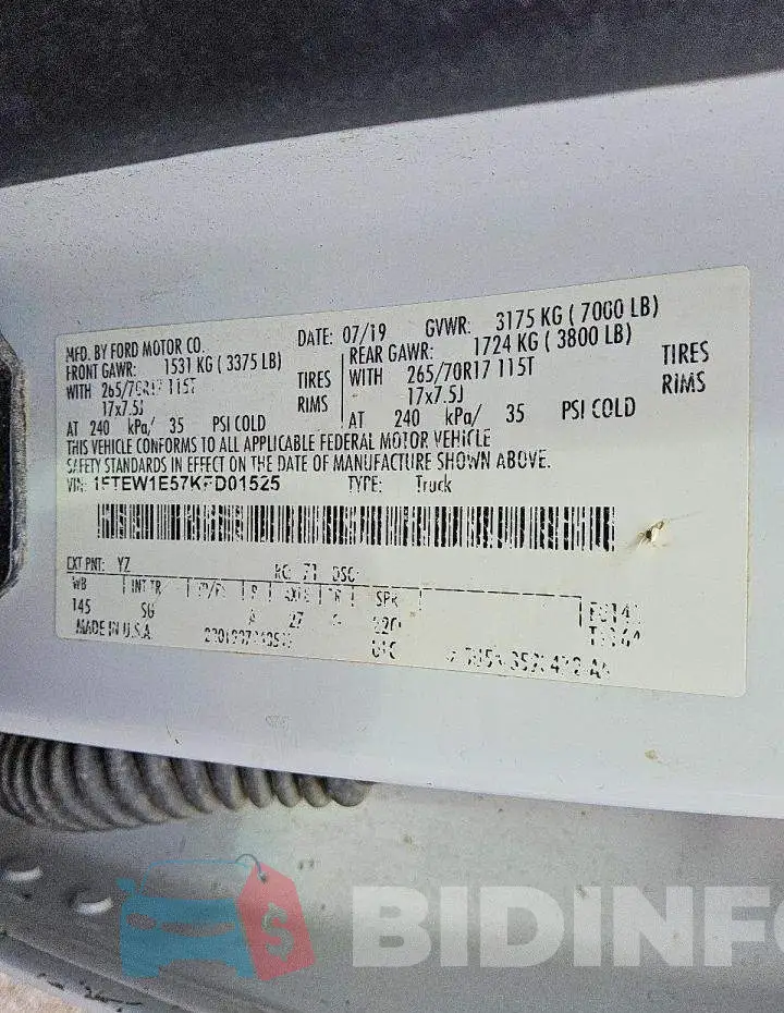 1FTEW1E57KFD01525 Photo# 13