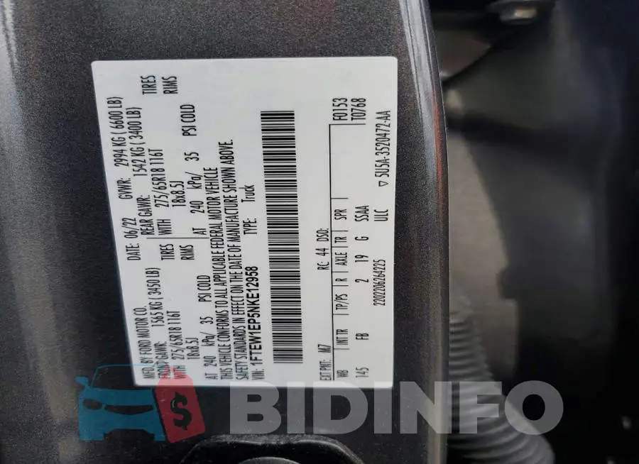 1FTEW1EP5NKE12958 Photo# 13