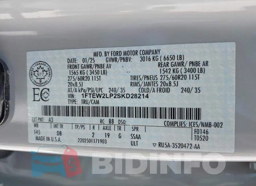 1FTEW2LP2SKD28214 Photo# 12