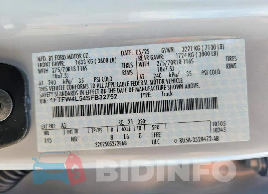 1FTFW4L54SFB32752 Photo# 12