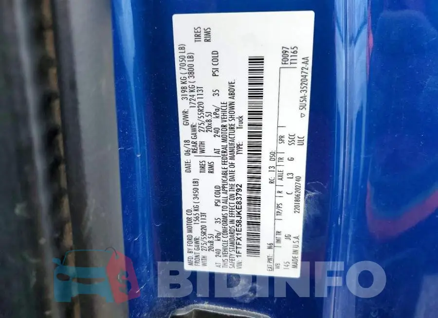 1FTFX1E58JKE83792 Photo# 12