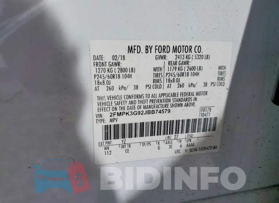 2FMPK3G92JBB74579 Photo# 13