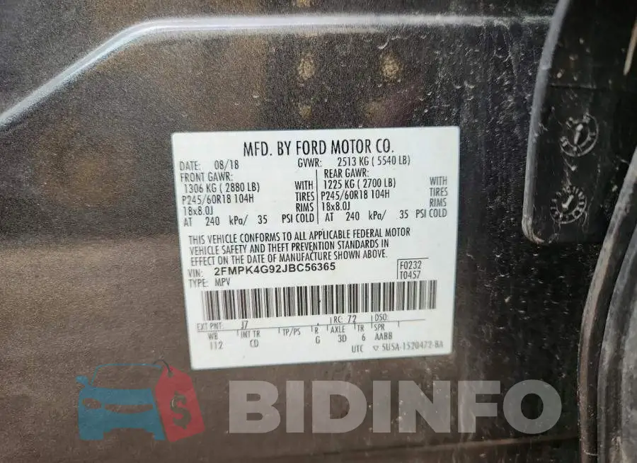 2FMPK4G92JBC56365 Photo# 13