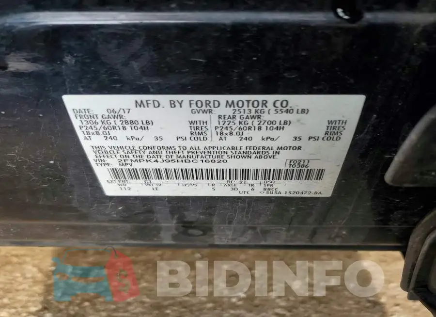 2FMPK4J95HBC16820 Photo# 13