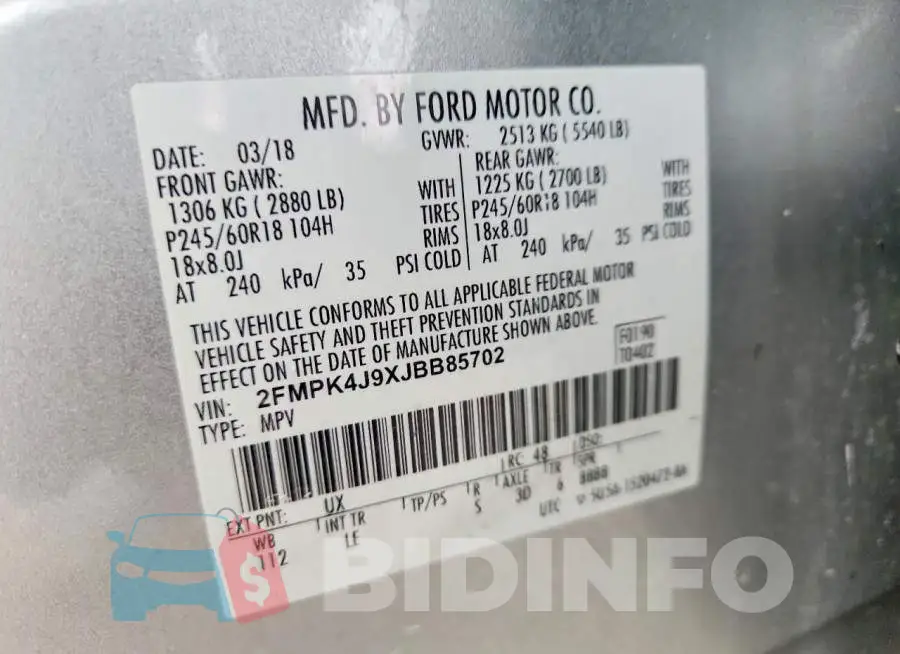 2FMPK4J9XJBB85702 Photo# 13