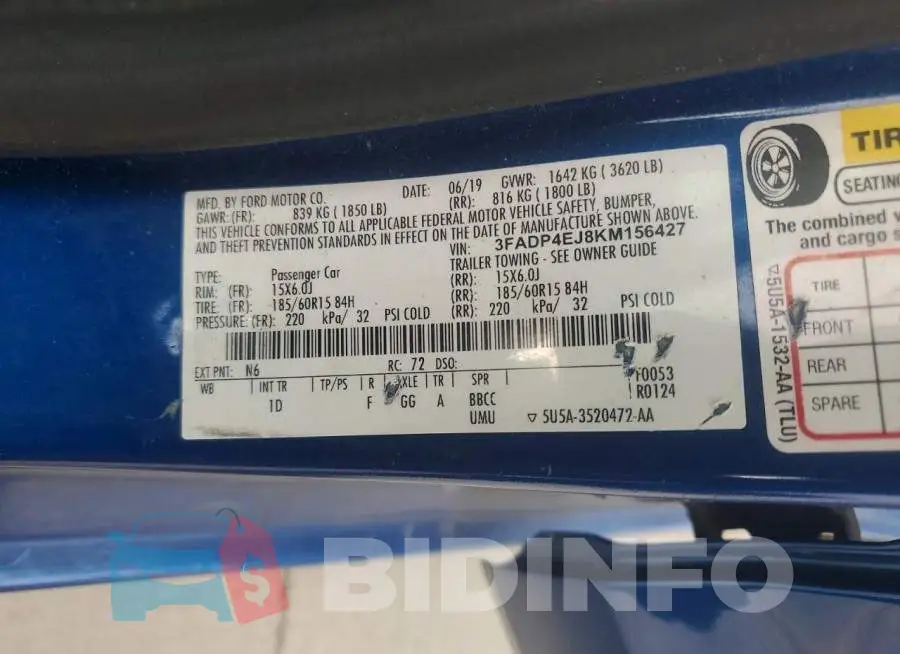 3FADP4EJ8KM156427 Photo# 12
