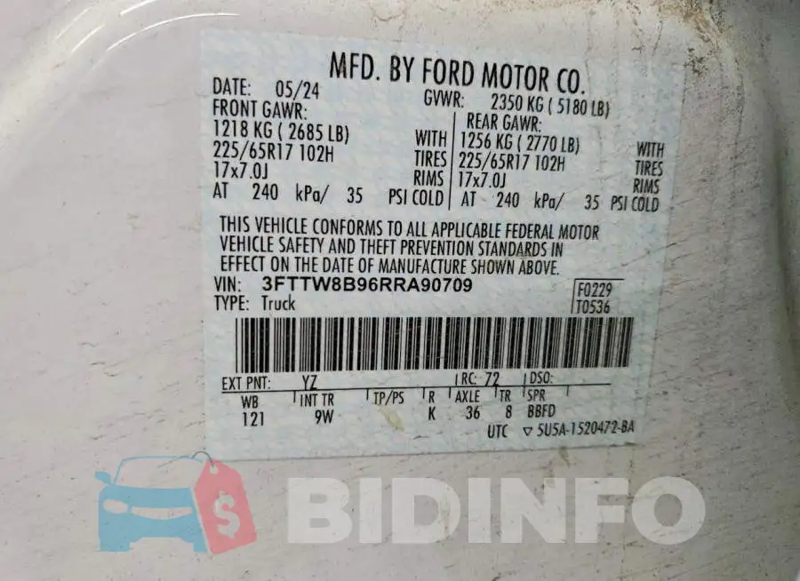 3FTTW8B96RRA90709 Photo# 14