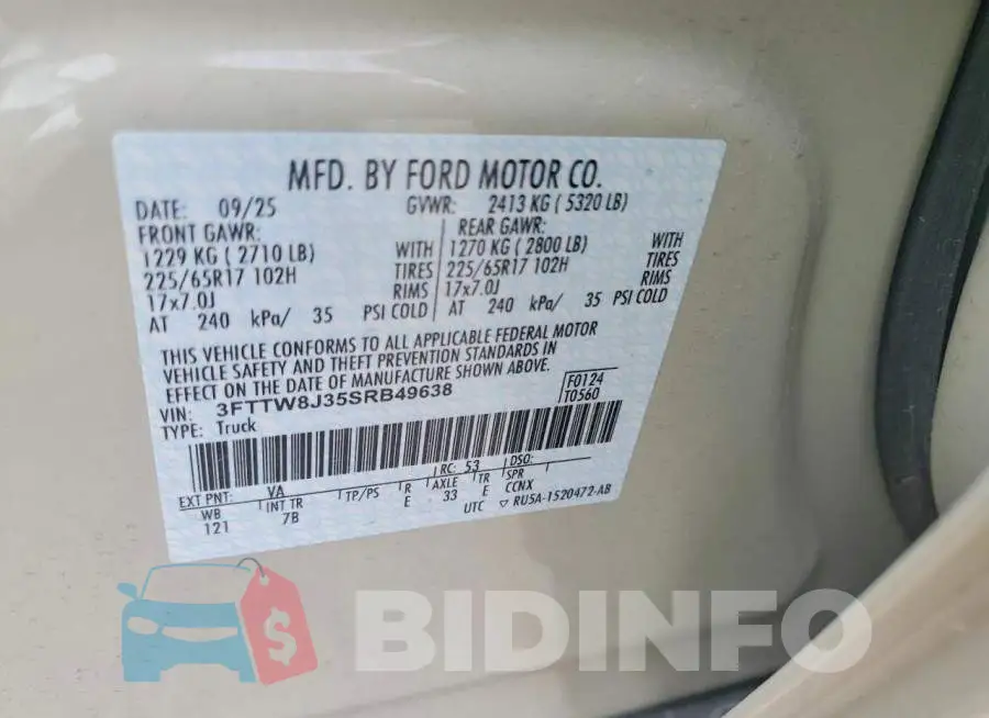 3FTTW8J35SRB49638 Photo# 12