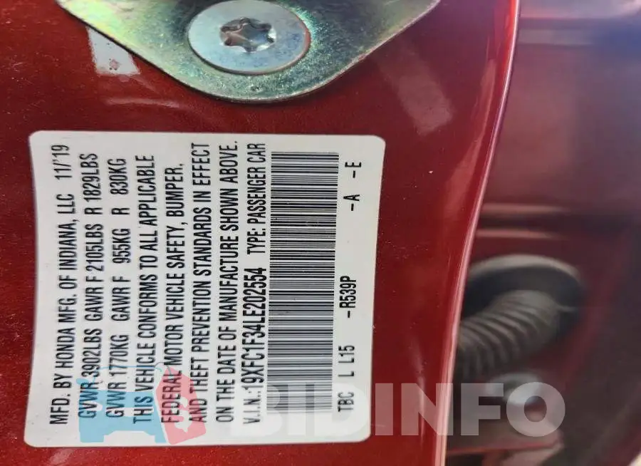 19XFC1F34LE202554 Photo# 12