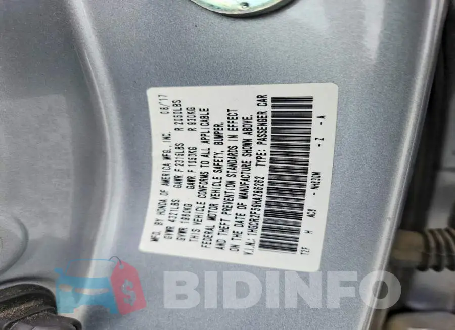 1HGCR2F59HA286262 Photo# 12
