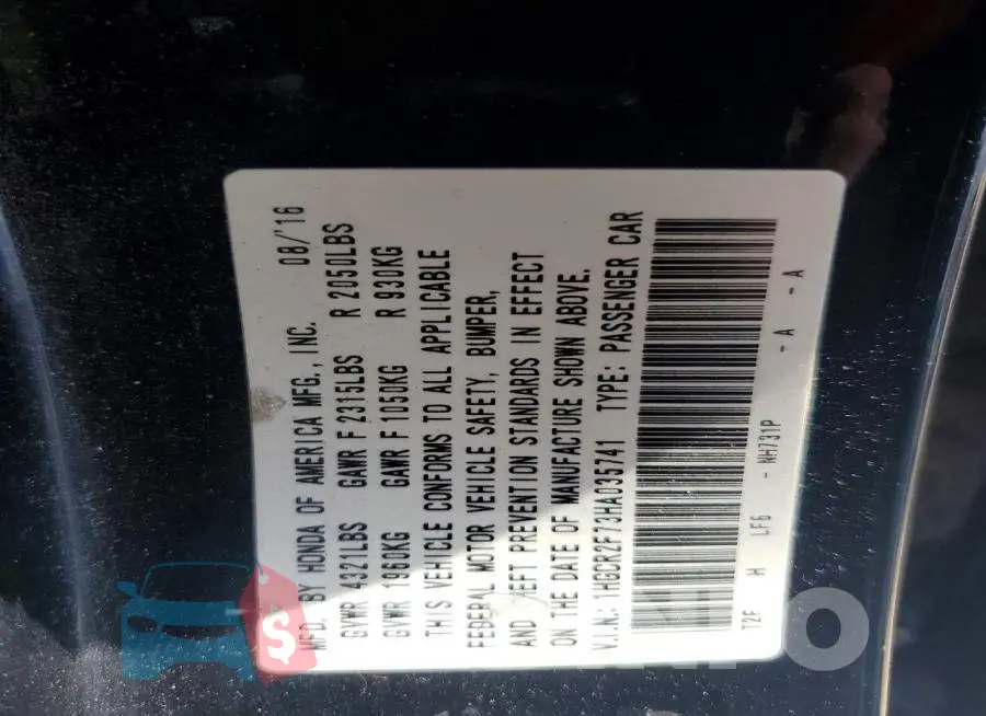 1HGCR2F73HA035741 Photo# 12