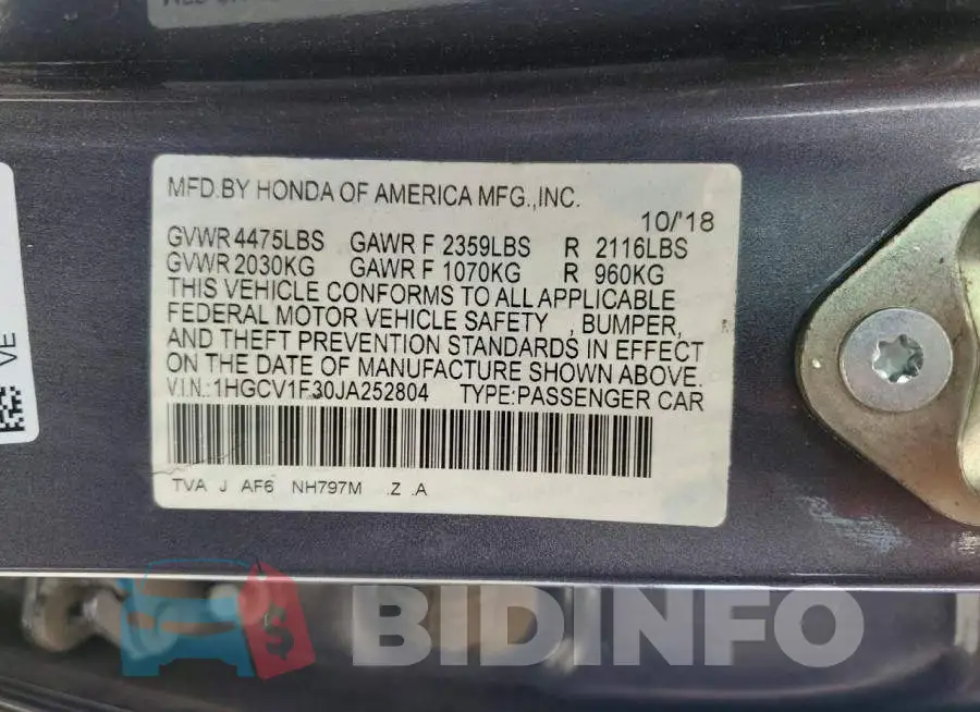 1HGCV1F30JA252804 Photo# 12