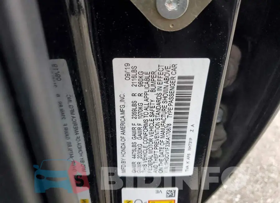 1HGCV1F33KA170678 Photo# 13