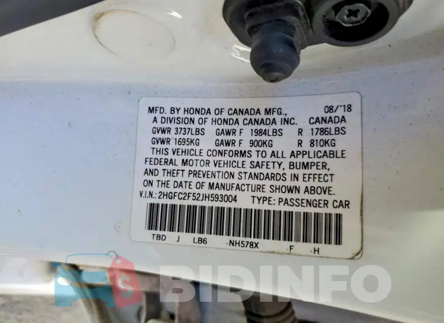 2HGFC2F52JH593004 Photo# 12