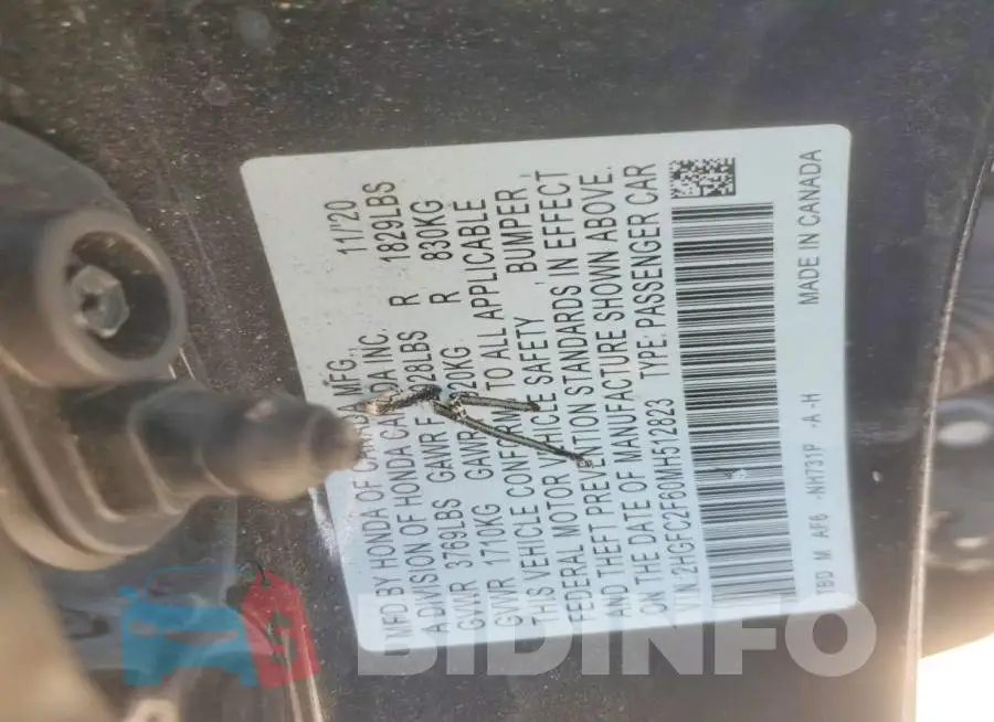2HGFC2F60MH512823 Photo# 13