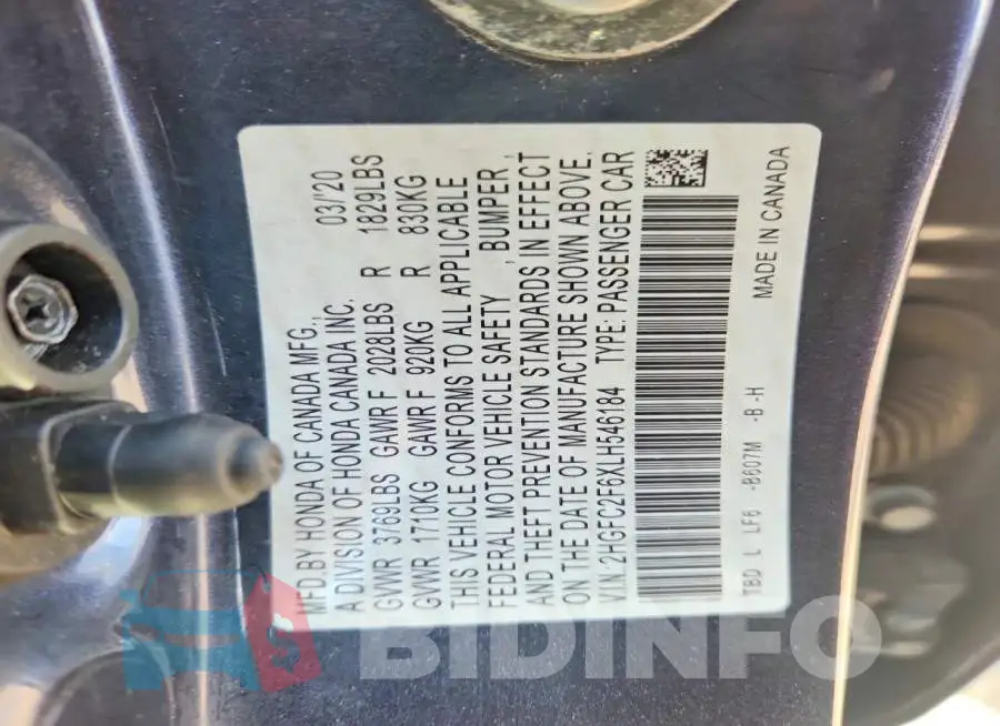 2HGFC2F6XLH546184 Photo# 12