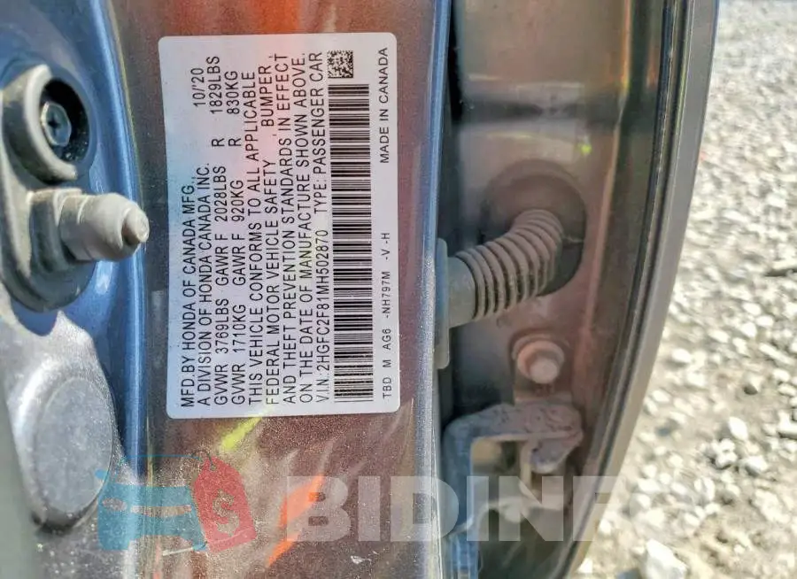 2HGFC2F81MH502870 Photo# 12