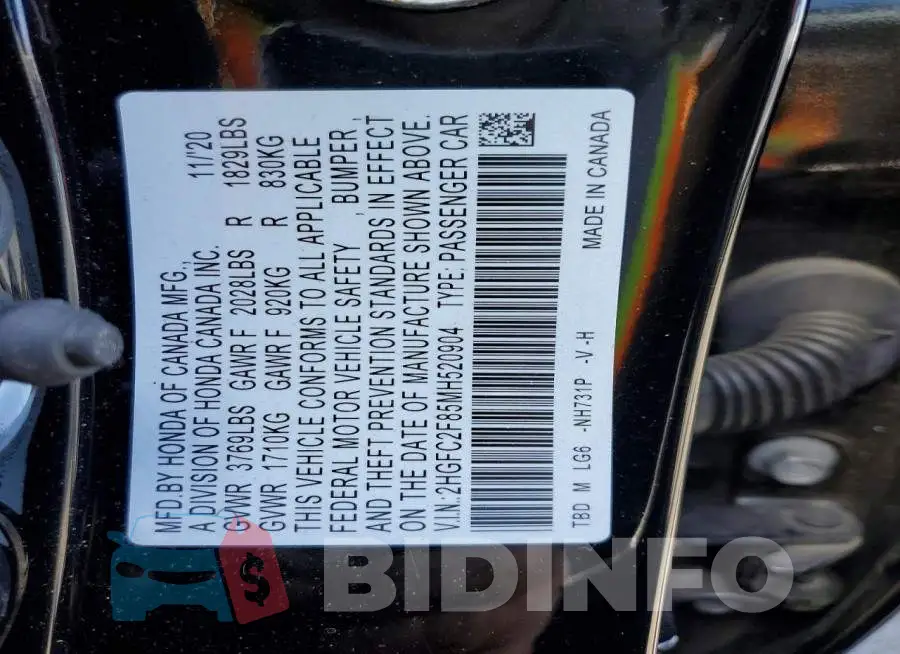 2HGFC2F85MH520904 Photo# 12