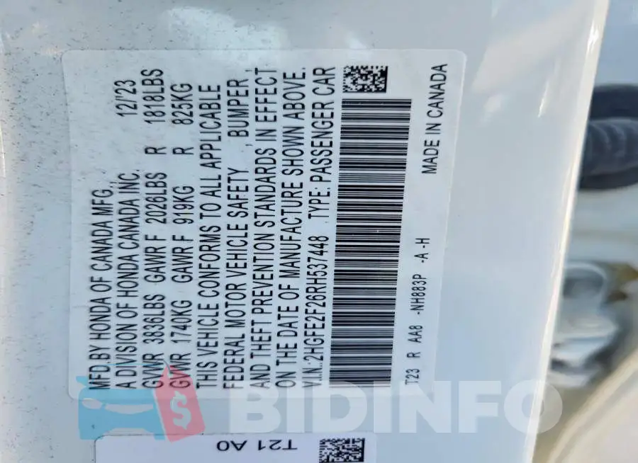 2HGFE2F26RH537448 Photo# 12