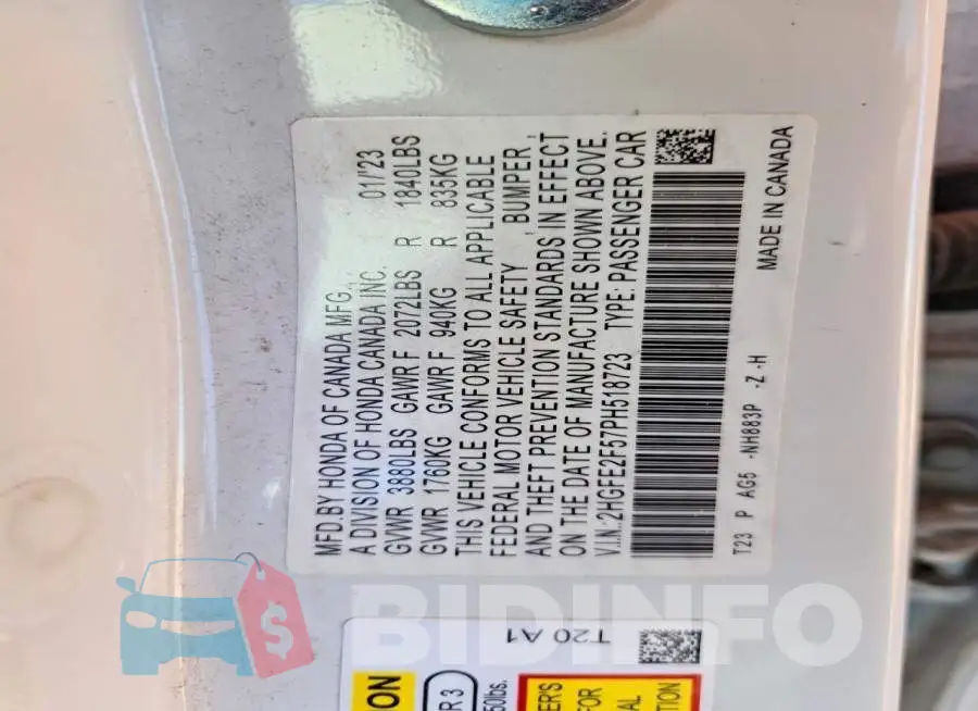 2HGFE2F57PH518723 Photo# 12