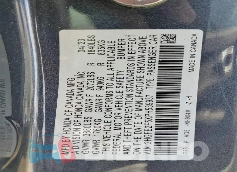 2HGFE2F5XPH539937 Photo# 12