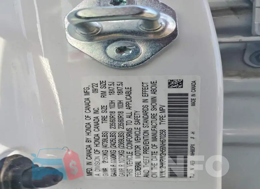 2HKRW2H56NH670258 Photo# 13