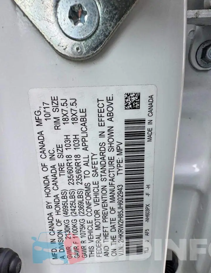 2HKRW2H85JH602943 Photo# 12