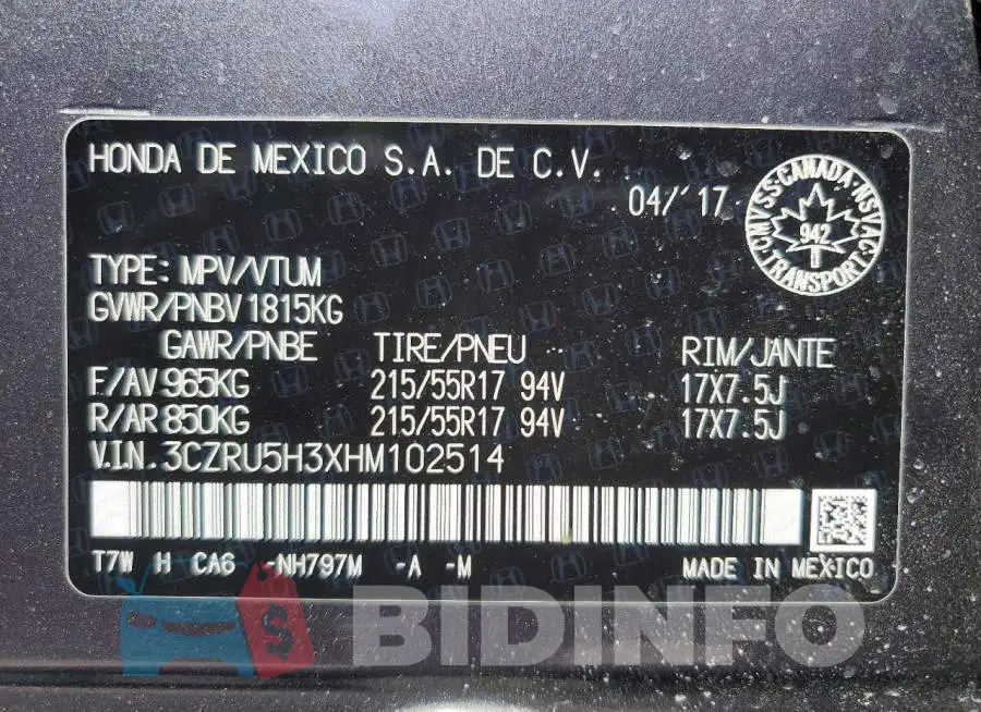 3CZRU5H3XHM102514 Photo# 13